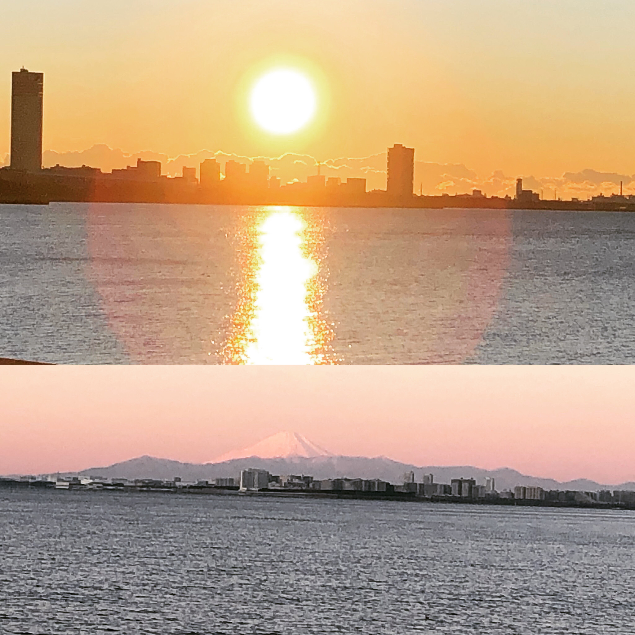 朝日と富士山